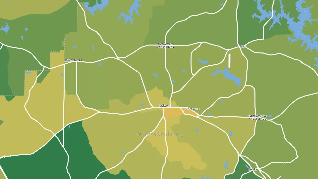 Jackson, GA Map of Murder Rates