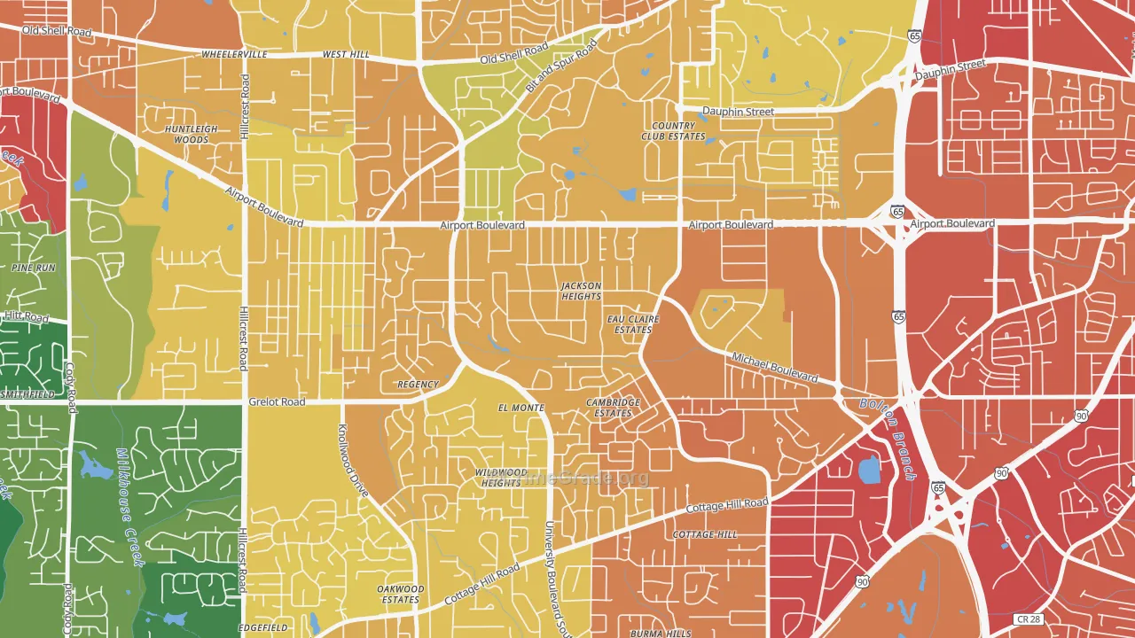 Jackson Heights, Mobile, AL Map of Murder Rates