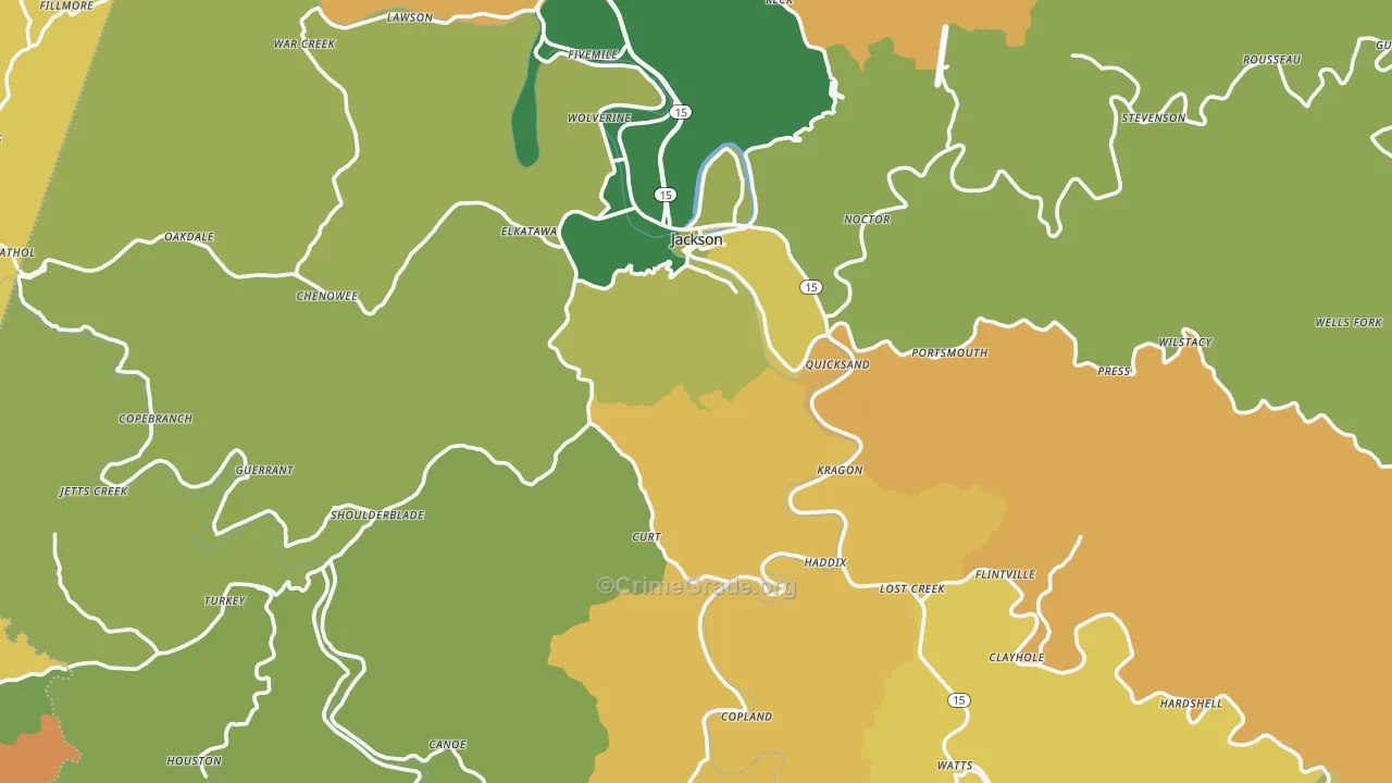 Jackson, KY Map of Murder Rates