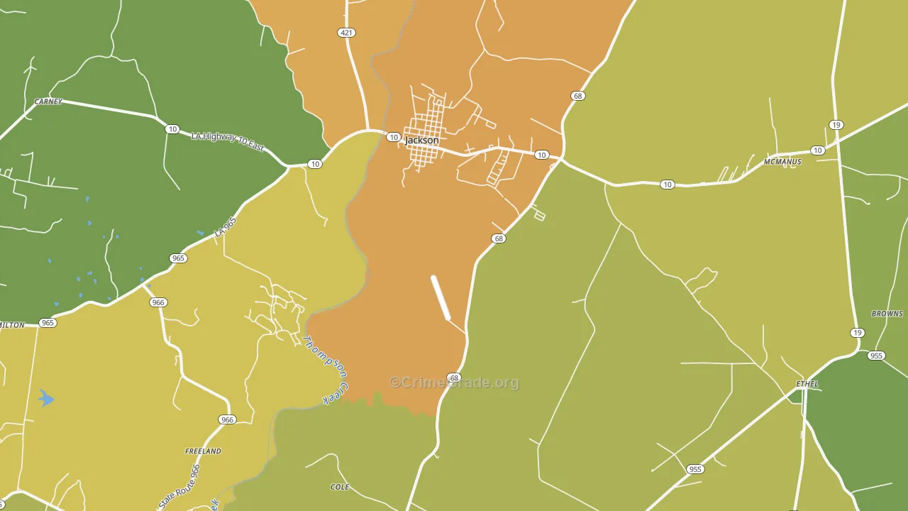 Jackson, LA Map of Murder Rates
