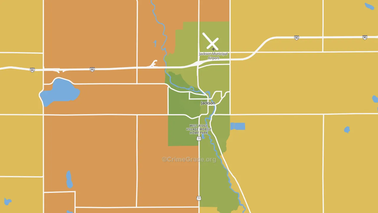 Jackson, MN Map of Murder Rates