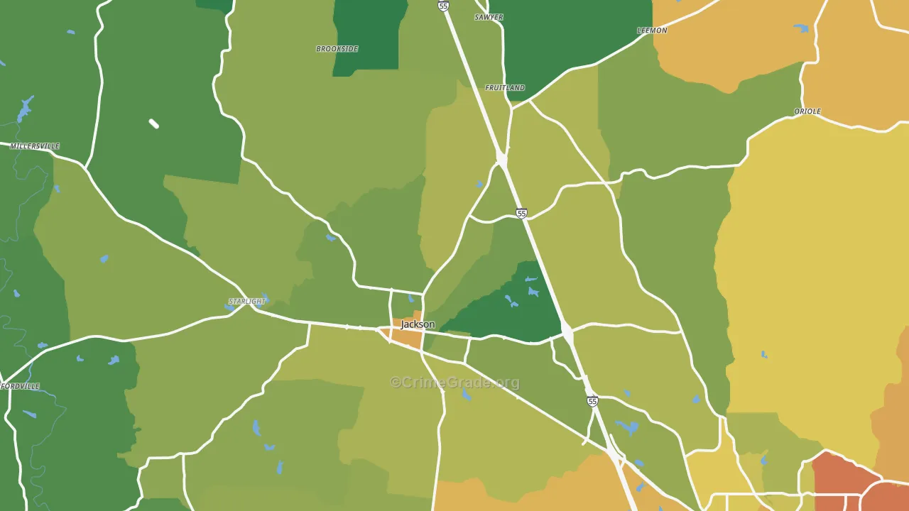 Jackson, MO Map of Murder Rates