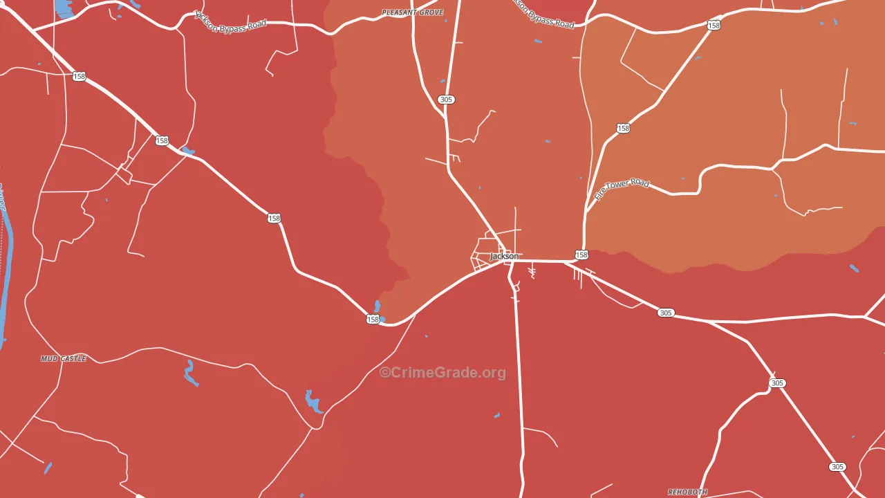 Jackson, NC Map of Murder Rates
