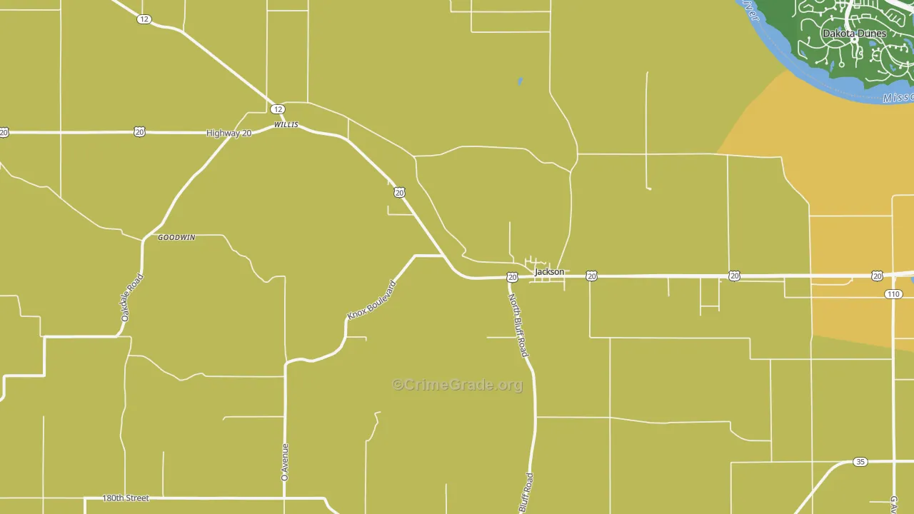 Jackson, NE Map of Murder Rates