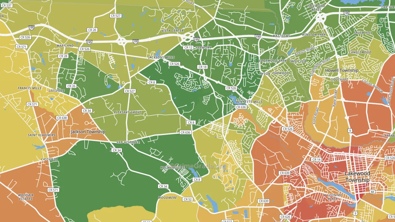 Jackson, NJ Map of Murder Rates