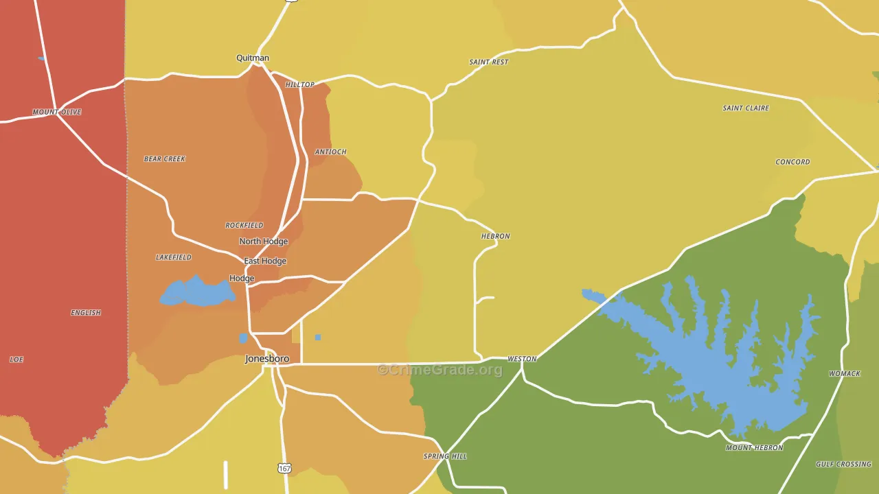 Jackson Parish, LA Map of Murder Rates