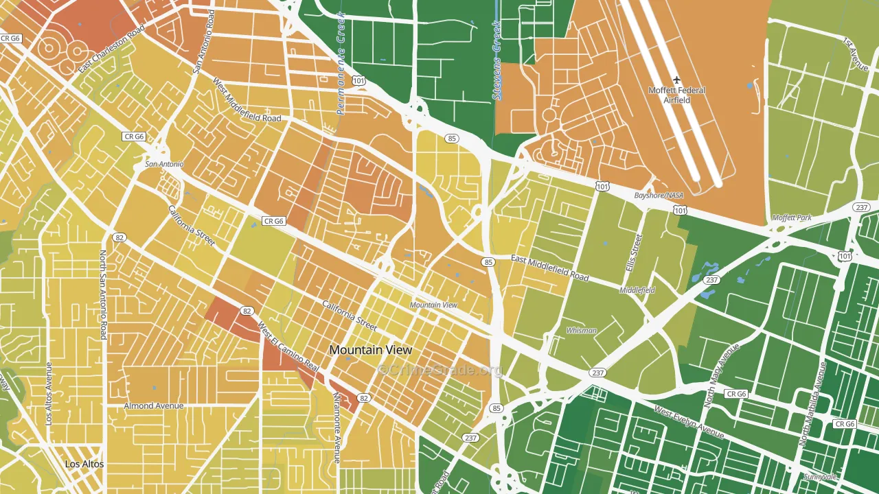 Jackson Park, Mountain View, CA Map of Murder Rates