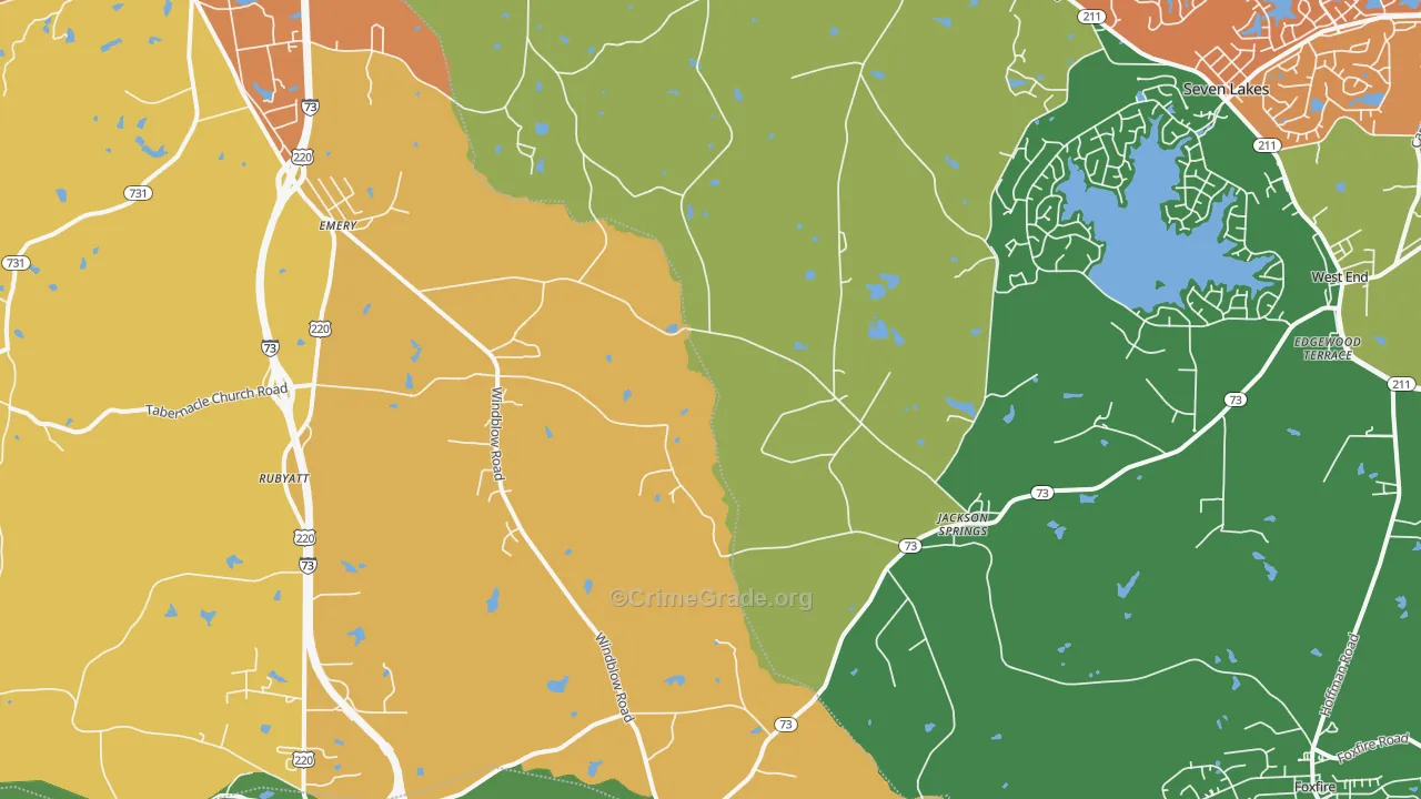 Jackson Springs, NC Map of Murder Rates