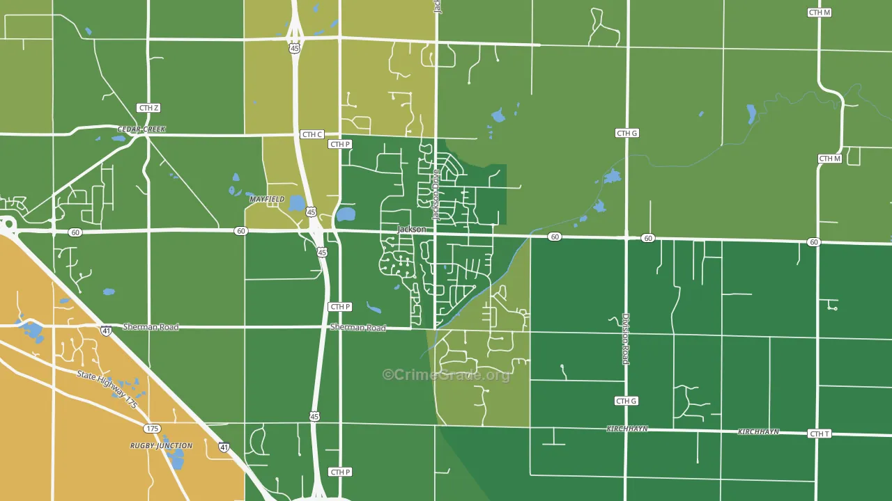 Jackson, WI Map of Murder Rates