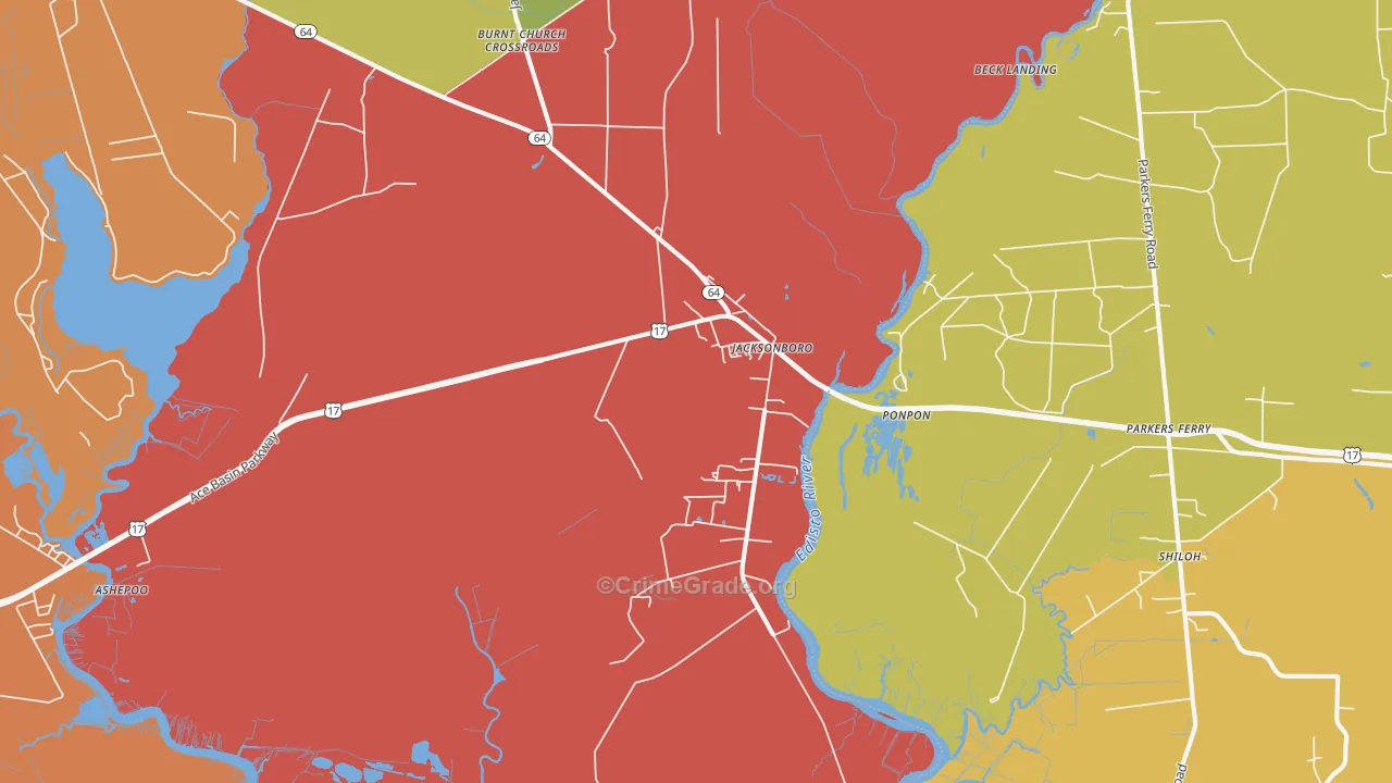 Jacksonboro, SC Map of Murder Rates
