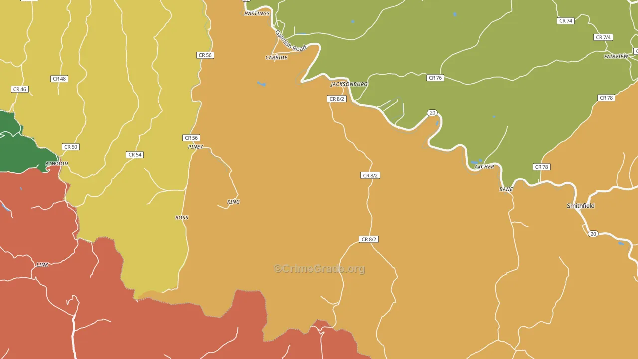 Jacksonburg, WV Map of Murder Rates