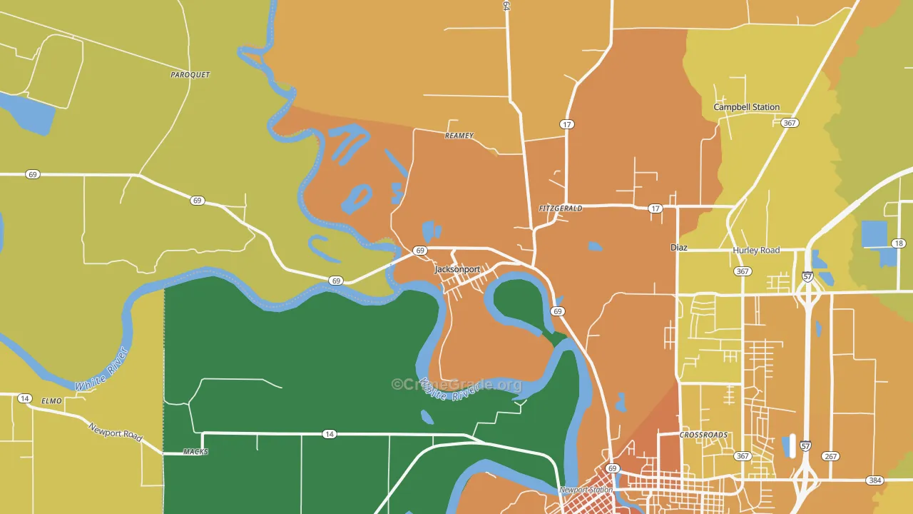 Jacksonport, AR Map of Murder Rates
