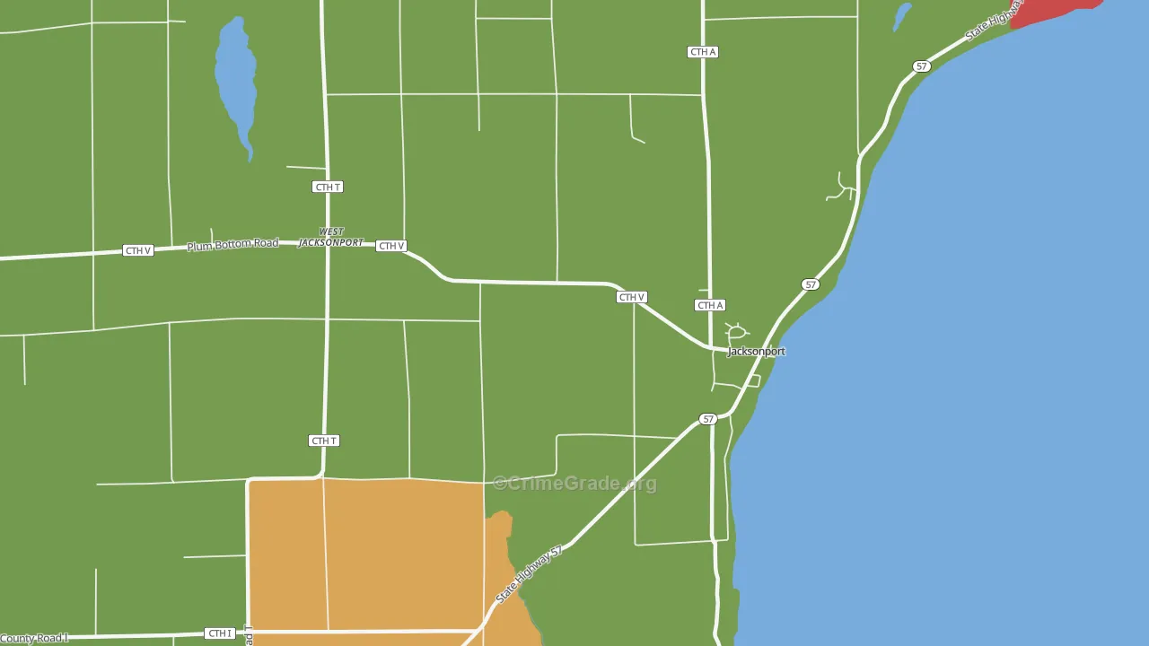 Jacksonport, WI Map of Murder Rates