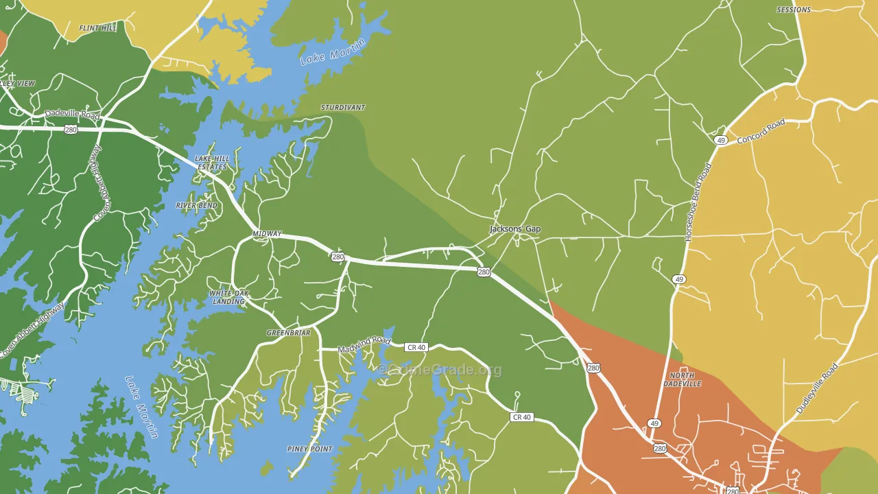 Jacksons' Gap, AL Map of Murder Rates
