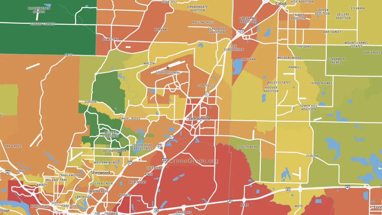 Jacksonville, AR Map of Murder Rates