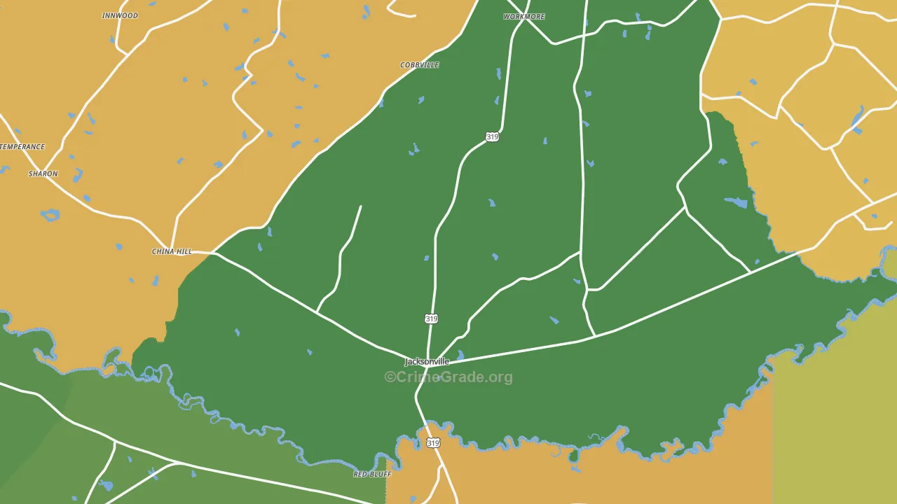 Jacksonville, GA Map of Murder Rates
