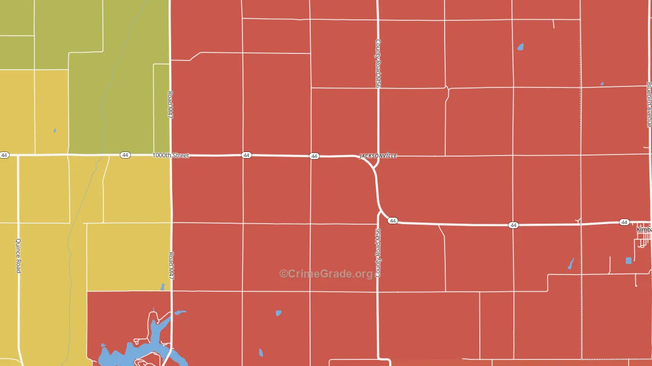 Jacksonville, IA Map of Murder Rates