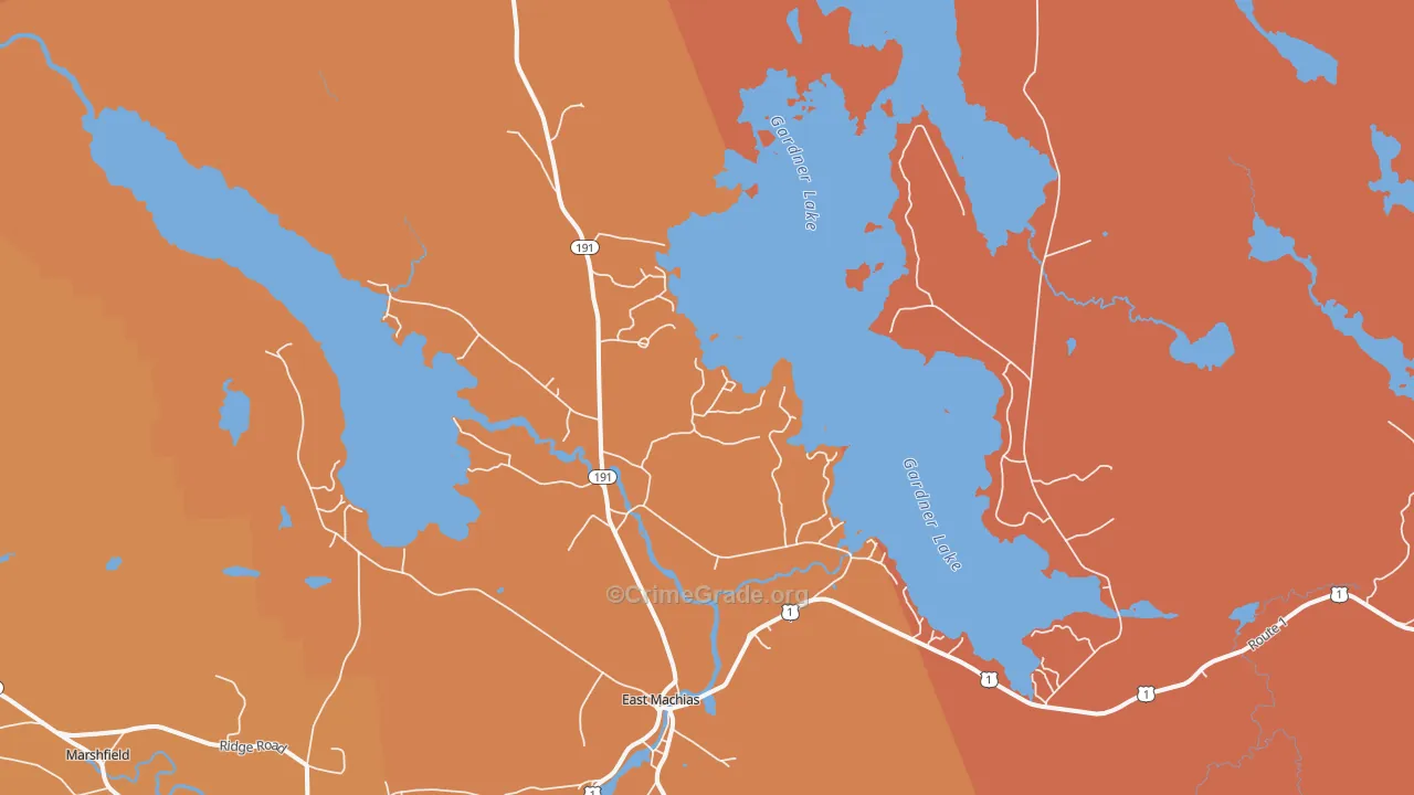 Jacksonville, ME Map of Murder Rates