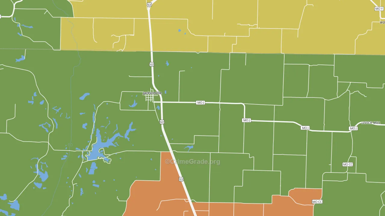 Jacksonville, MO Map of Murder Rates