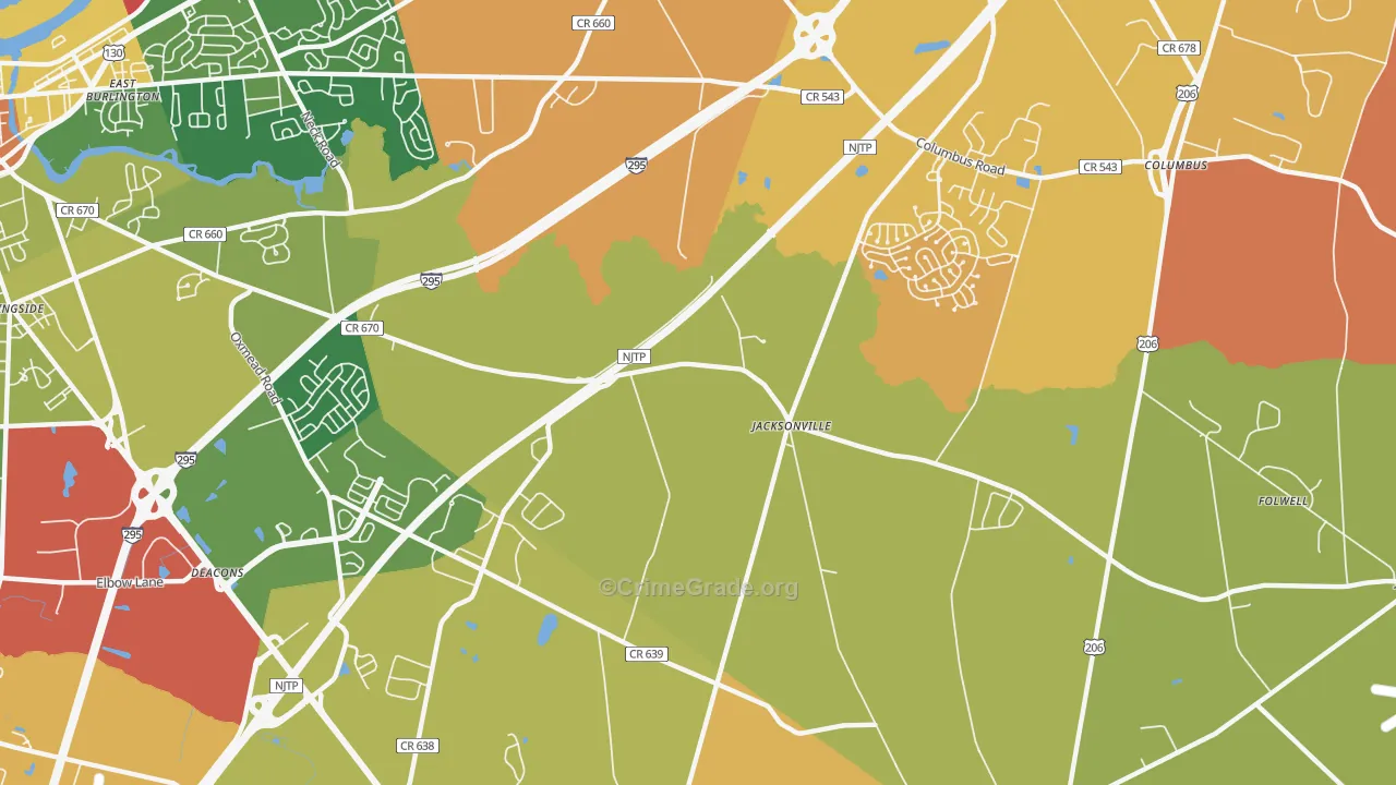 Jacksonville, NJ Map of Murder Rates