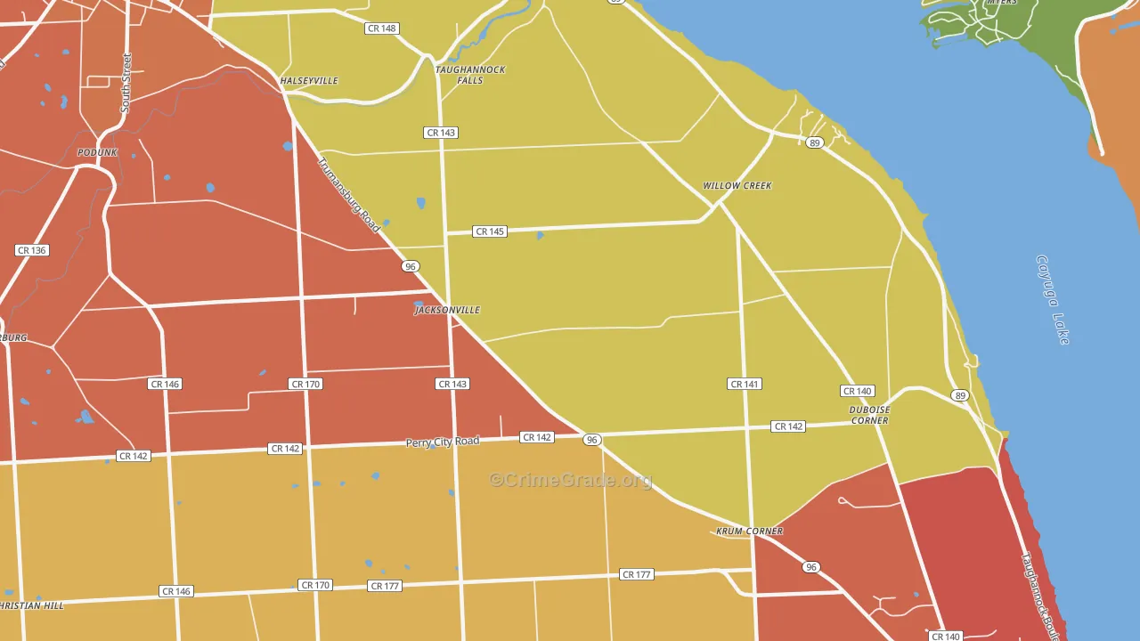 Jacksonville, NY Map of Murder Rates