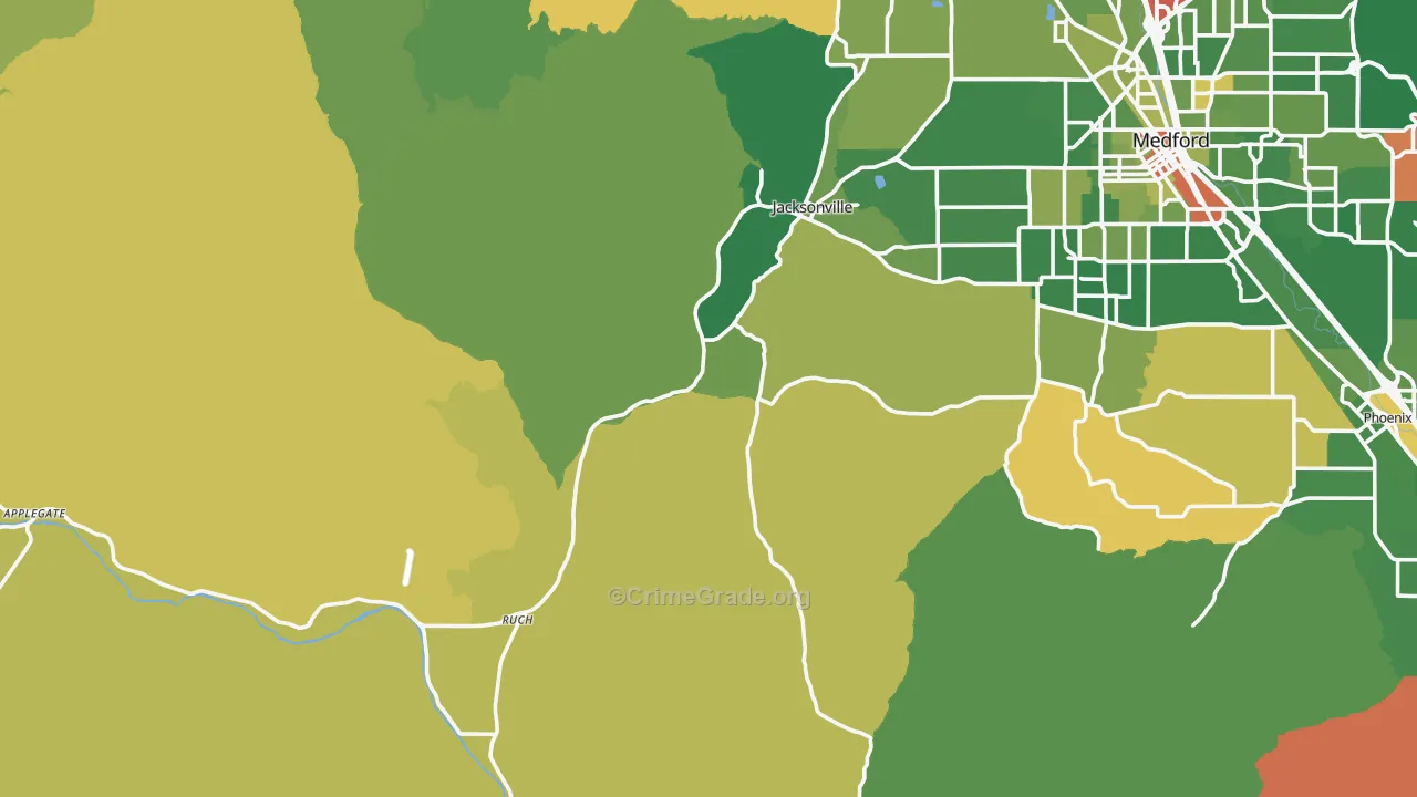 Jacksonville, OR Map of Murder Rates