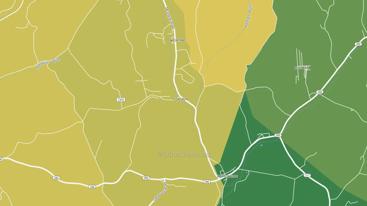 Jacksonville, PA Map of Murder Rates
