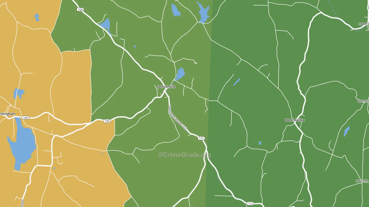 Jacksonville, VT Map of Murder Rates