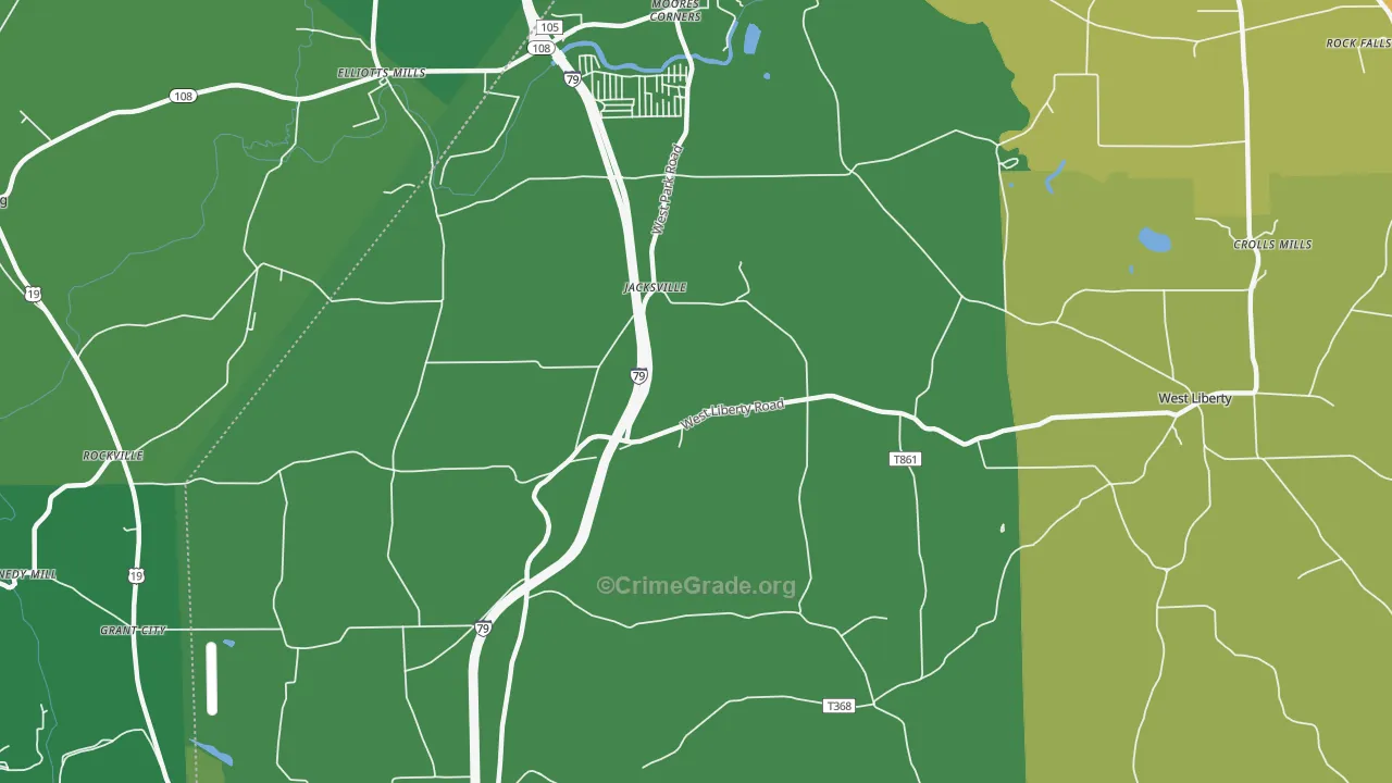 Jacksville, PA Map of Murder Rates