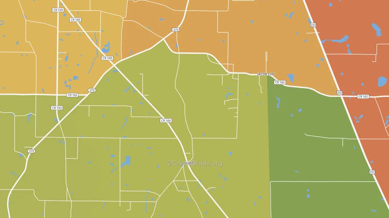 Jacob City, FL Map of Murder Rates