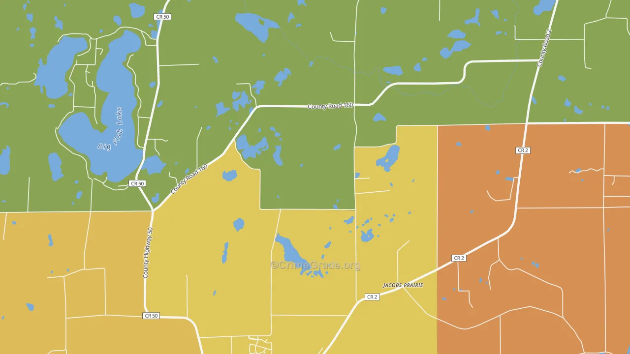 Jacobs Prairie, MN Map of Murder Rates