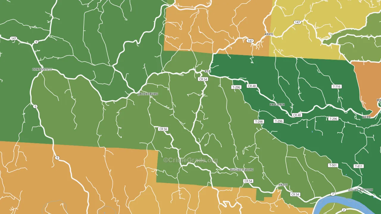 Jacobsburg, OH Map of Murder Rates