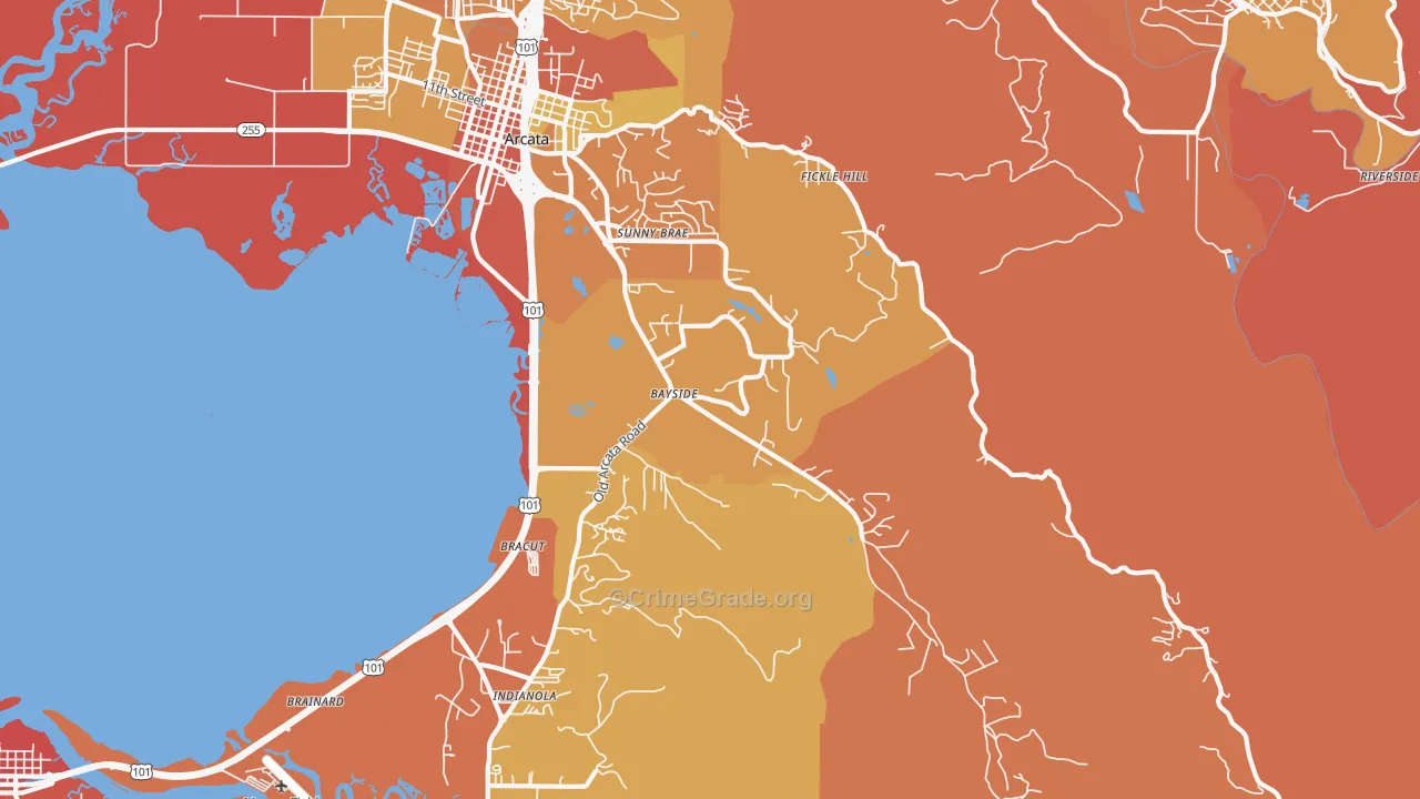 Jacoby Creek, Arcata, CA Map of Murder Rates