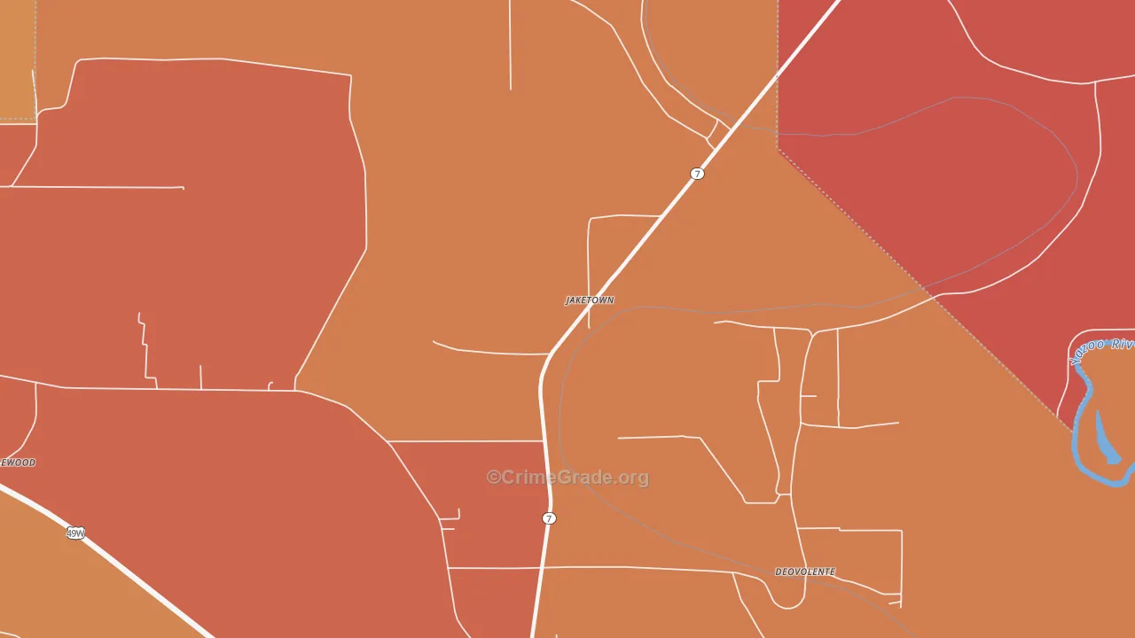 Jaketown, MS Map of Murder Rates