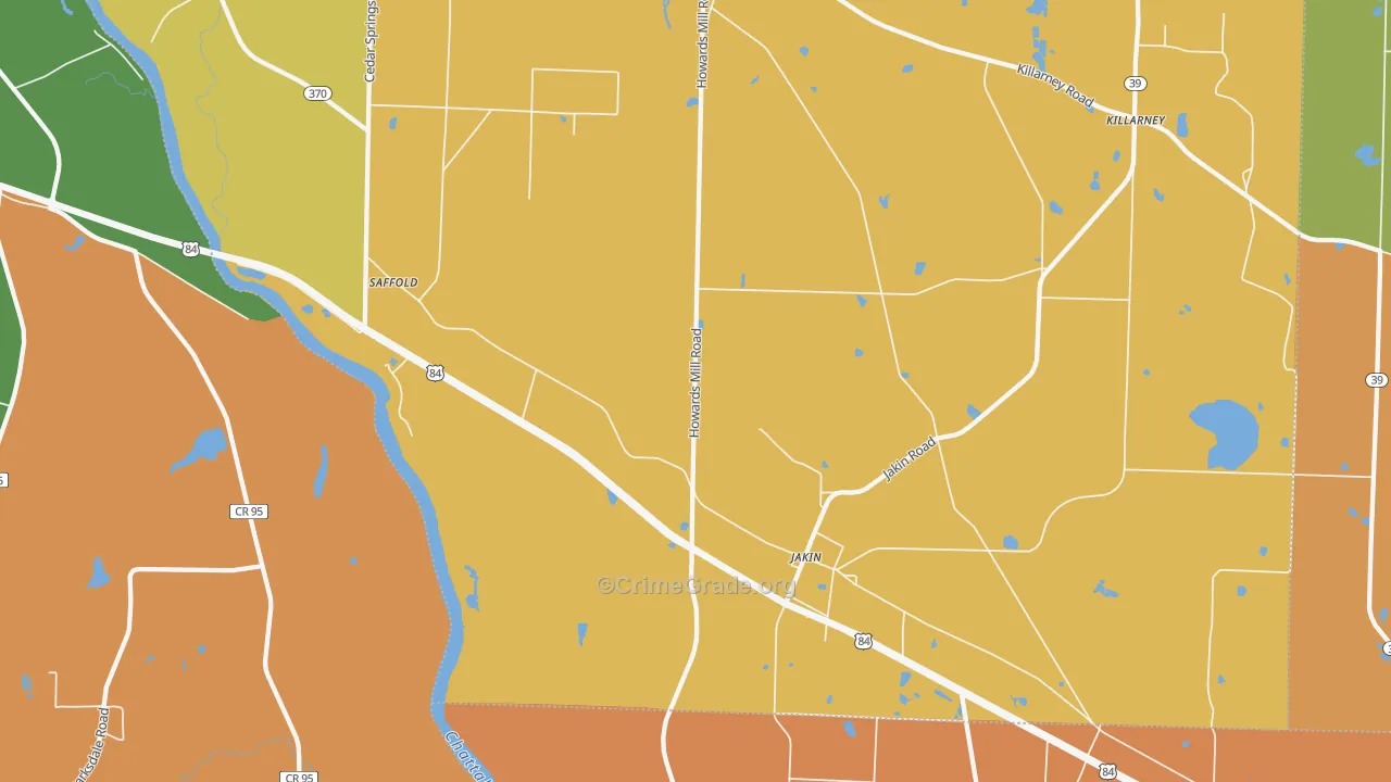 Jakin, GA Map of Murder Rates