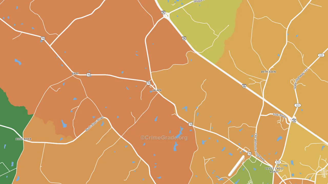 Jalapa, SC Map of Murder Rates