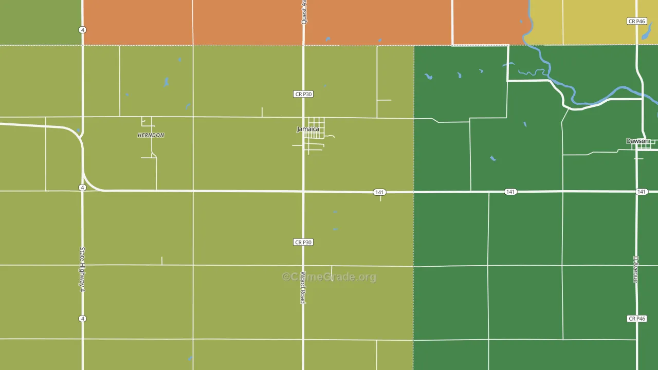 Jamaica, IA Map of Murder Rates
