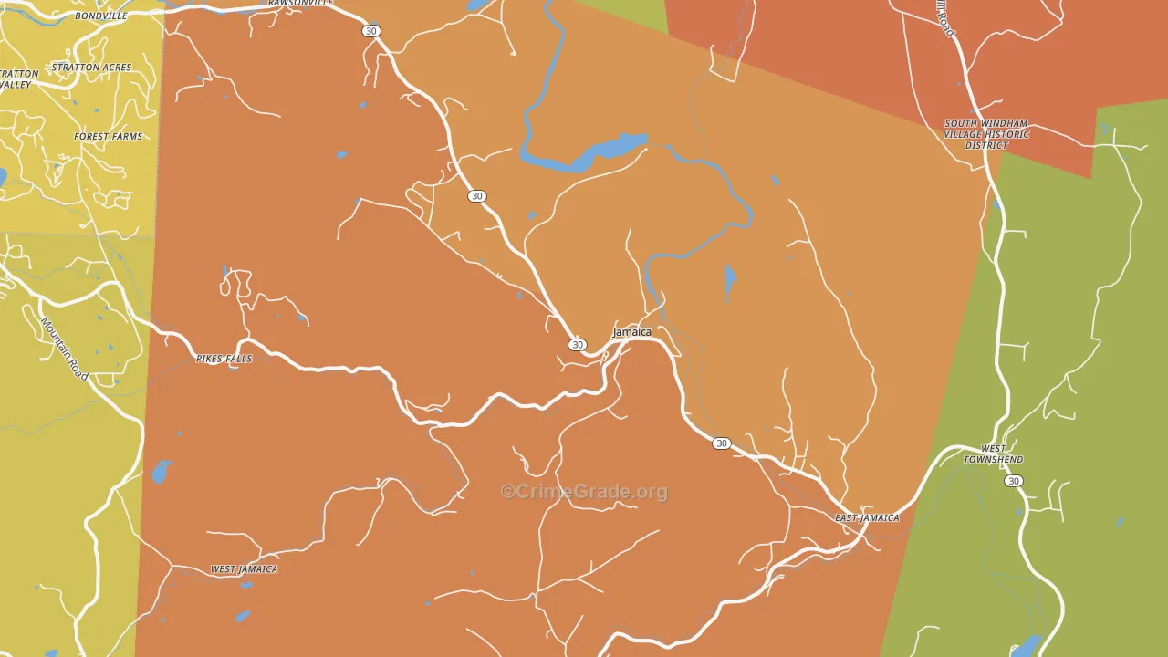 Jamaica, VT Map of Murder Rates