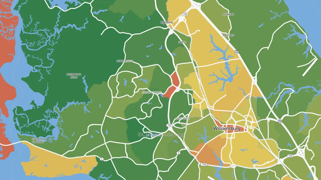 James City County, VA Map of Murder Rates