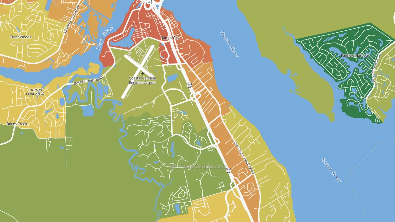 James City, NC Map of Murder Rates
