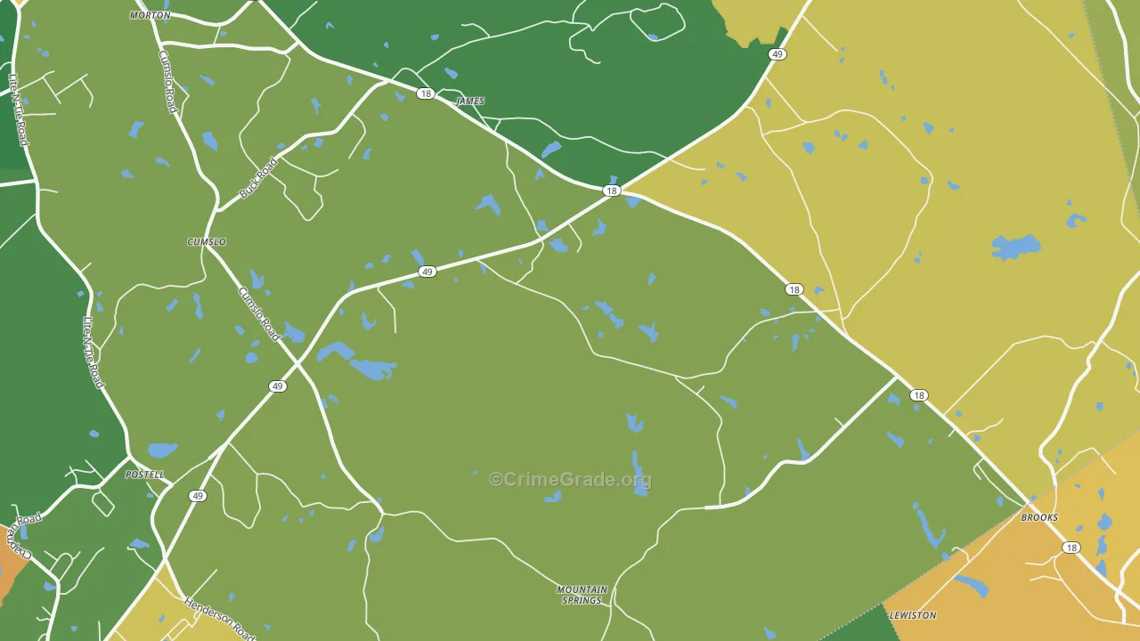 James, GA Map of Murder Rates