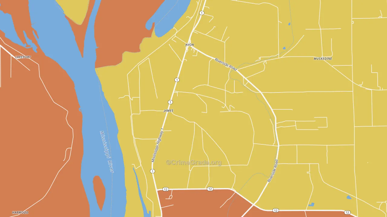 James, MS Map of Murder Rates