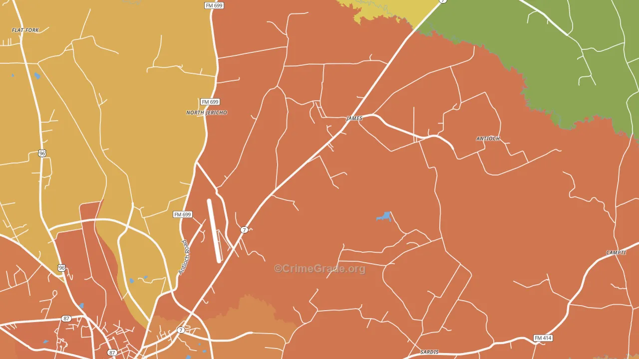 James, TX Map of Murder Rates