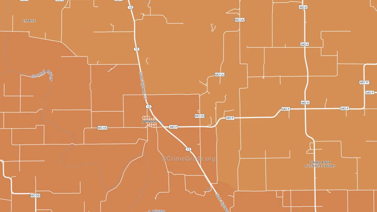 Jameson, MO Map of Murder Rates