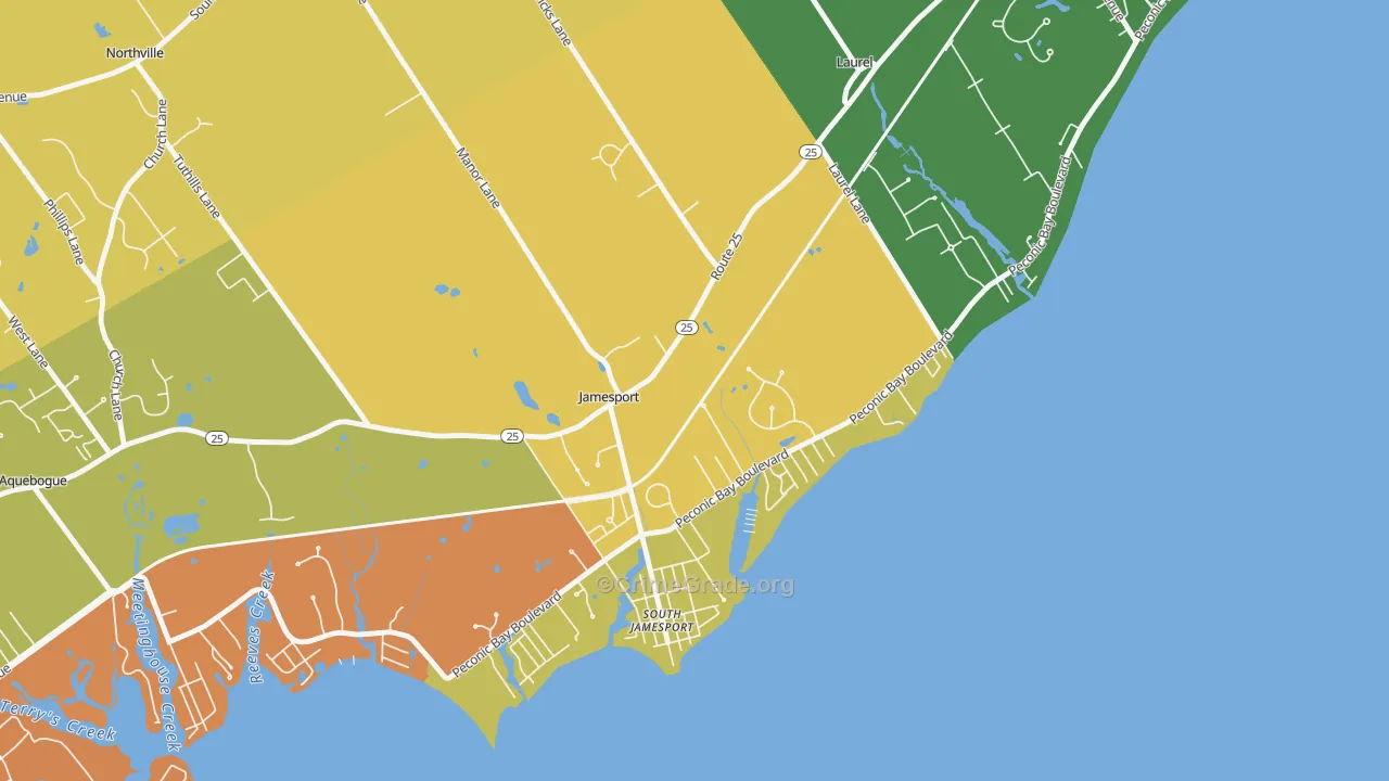 Jamesport, NY Map of Murder Rates