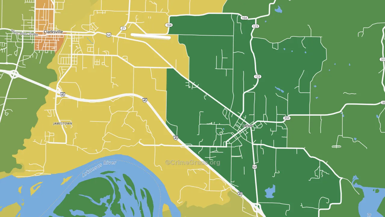 Jamestown, AR Map of Murder Rates