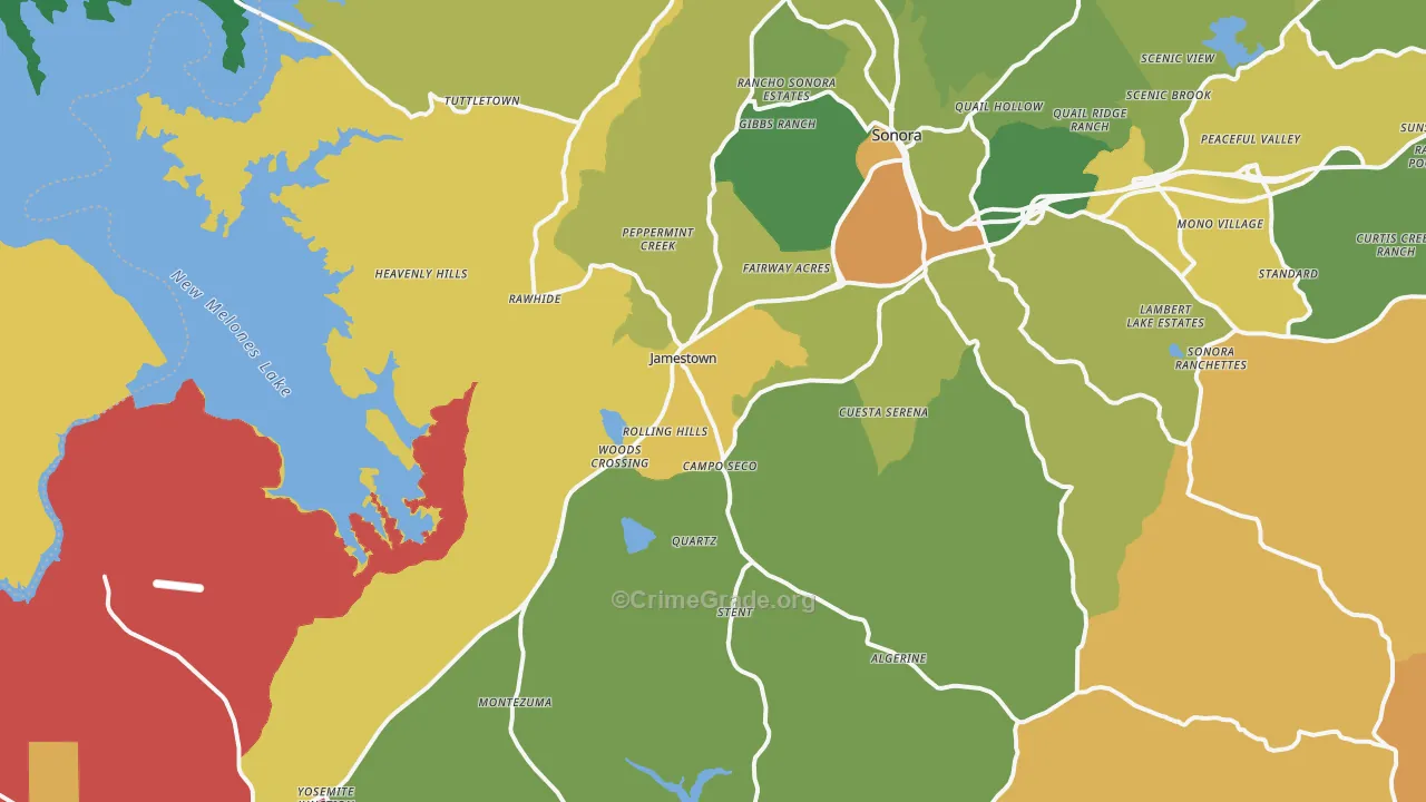 Jamestown, CA Map of Murder Rates