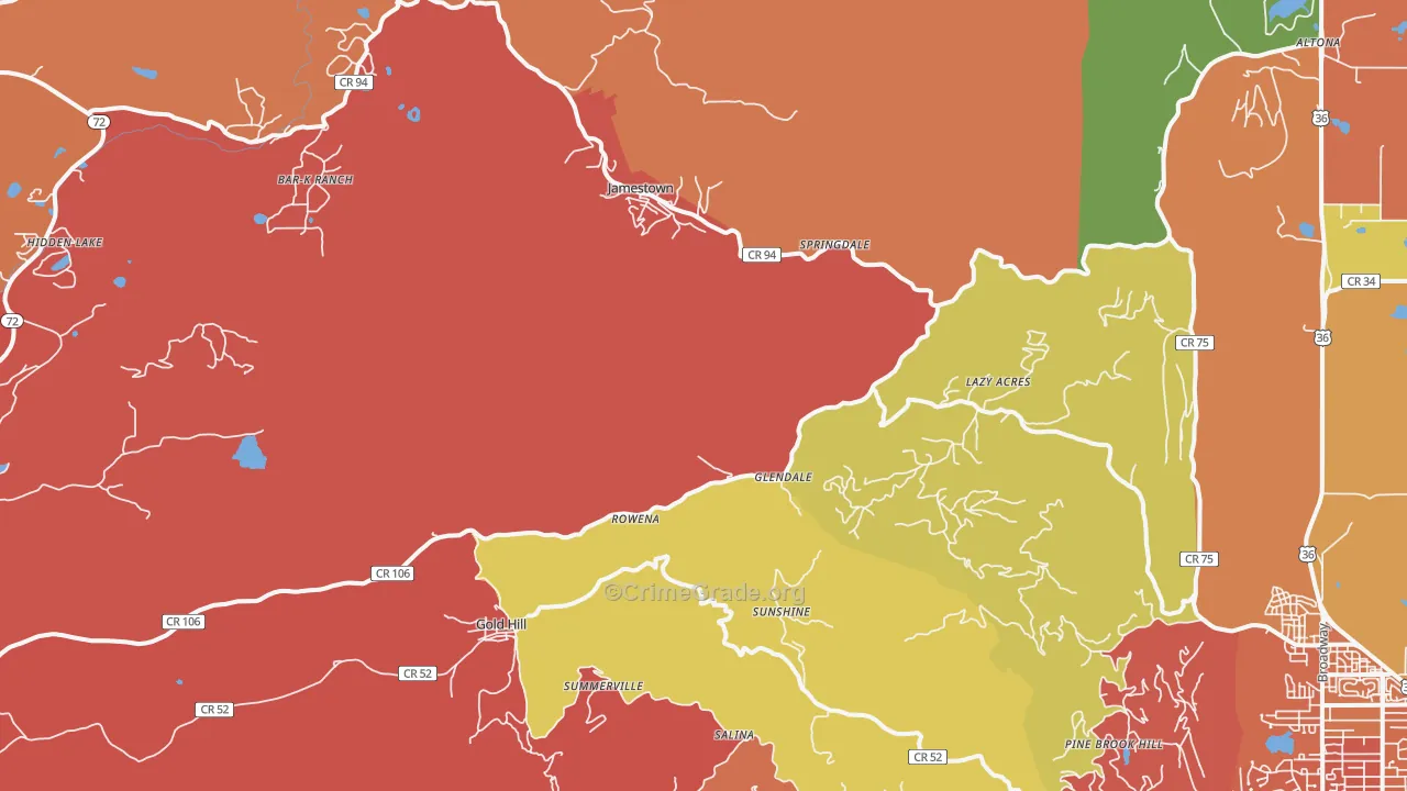Jamestown, CO Map of Murder Rates