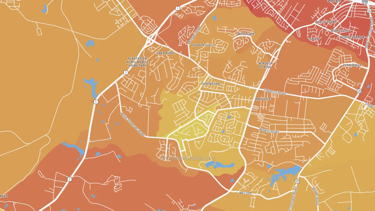 Jamestown, Hephzibah, GA Map of Murder Rates