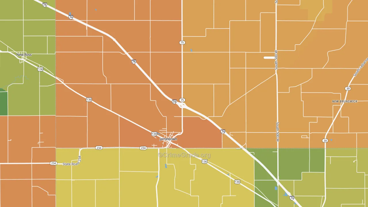 Jamestown, IN Map of Murder Rates